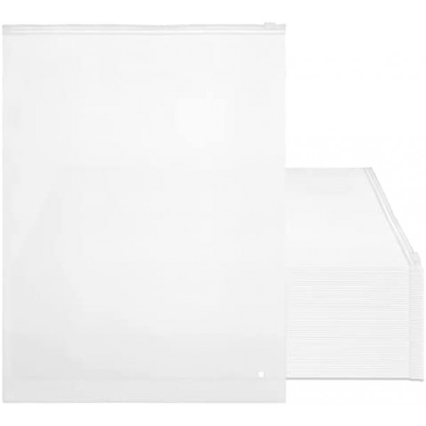 3 Mil Resealable Poly Bags, Svaldo 50 Pack 12"x16" Frosted Slider Zipper Poly Bags with Air Hole, Clear Packaging Plastic Bags for Selling Products, Packaging Clothing, Sew Supplies