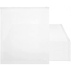 Clear Zipper Poly Bags for Clothing, Svaldo 50 Pack 12"x14" Heavy Duty Plastic Zip Bags with Air Hole, 3 Mil Frosted Slider Zip Bags for Packaging Hoodies, Shirt, Sweaters, Photos, Crafts